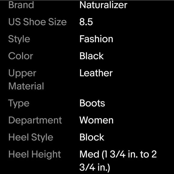 NEW Naturalizer Womens Black Fashion LEATHER Boots Size 8.5 (Wide) Fenya - Picture 4 of 7